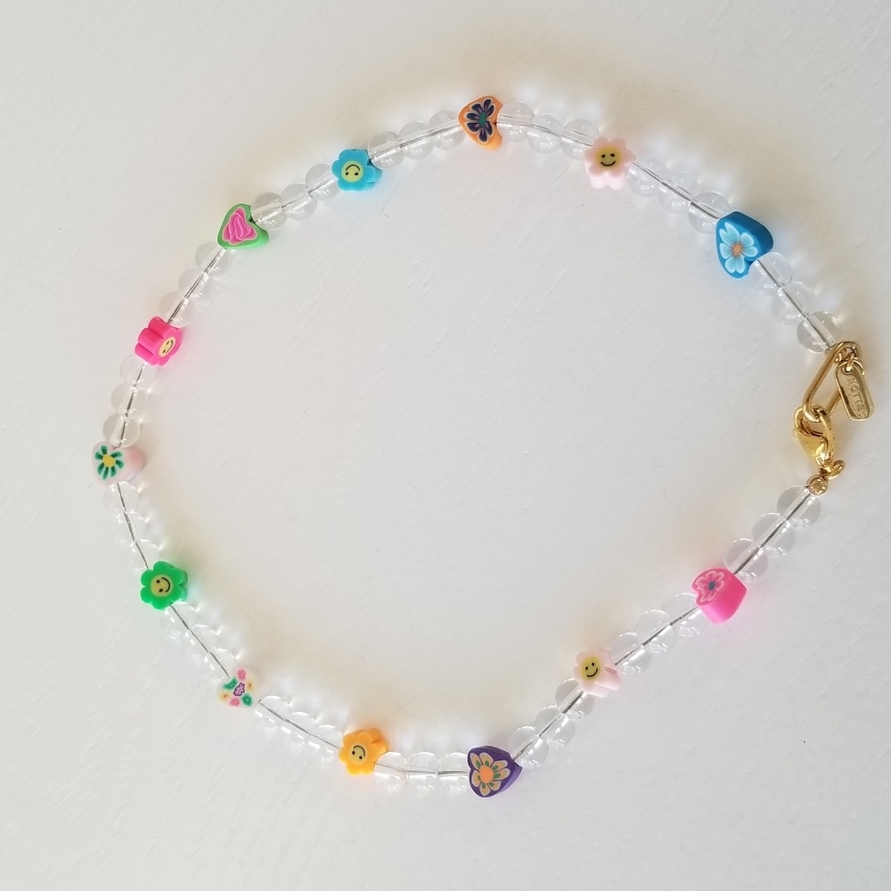 Notte Gold Plated Heart Flower Smiley Beaded Necklace